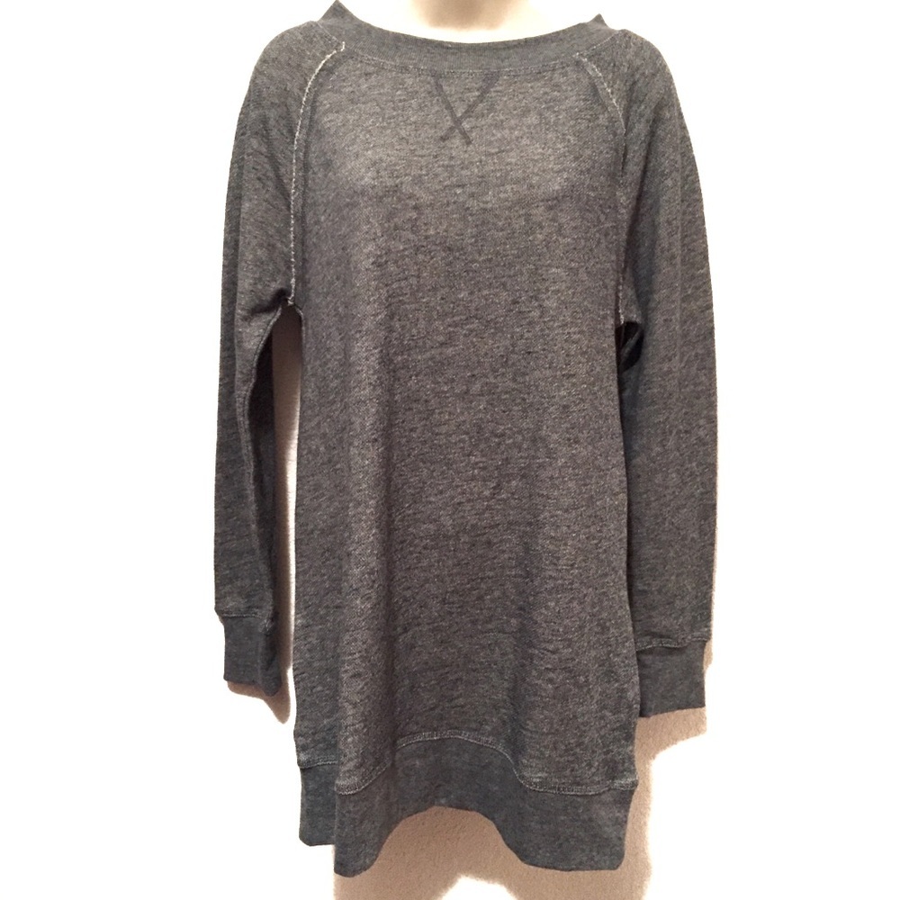 Caslon Nordstroms Womens Knit Shirt Tunic Oversized Heathered Blue Small